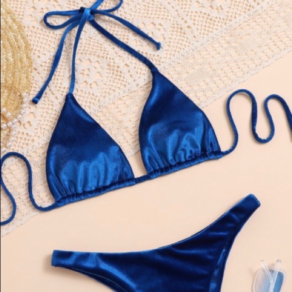 Velvet dark blue bikini